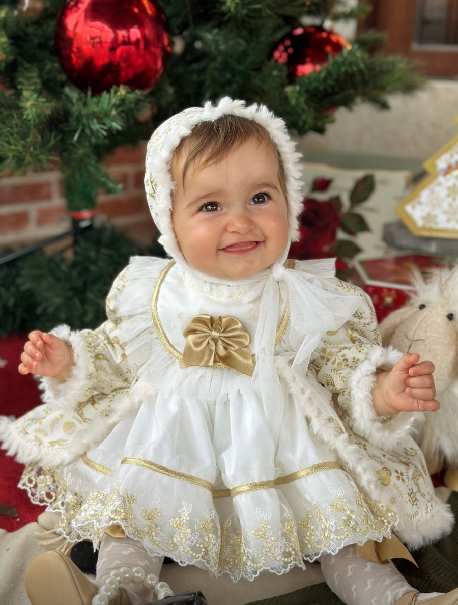 Golden Christmas Babygirls Dress (Made to order)