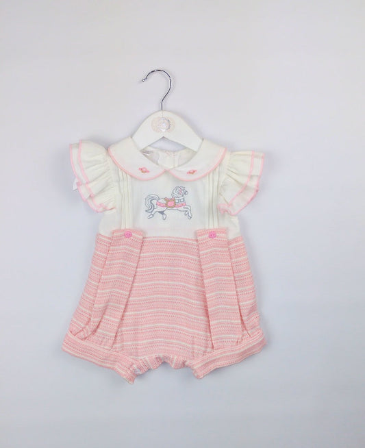 Girls Carousel Horse Pink Romper