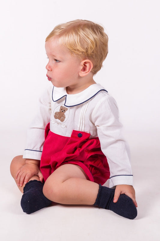 Boys Red Teddy Romper