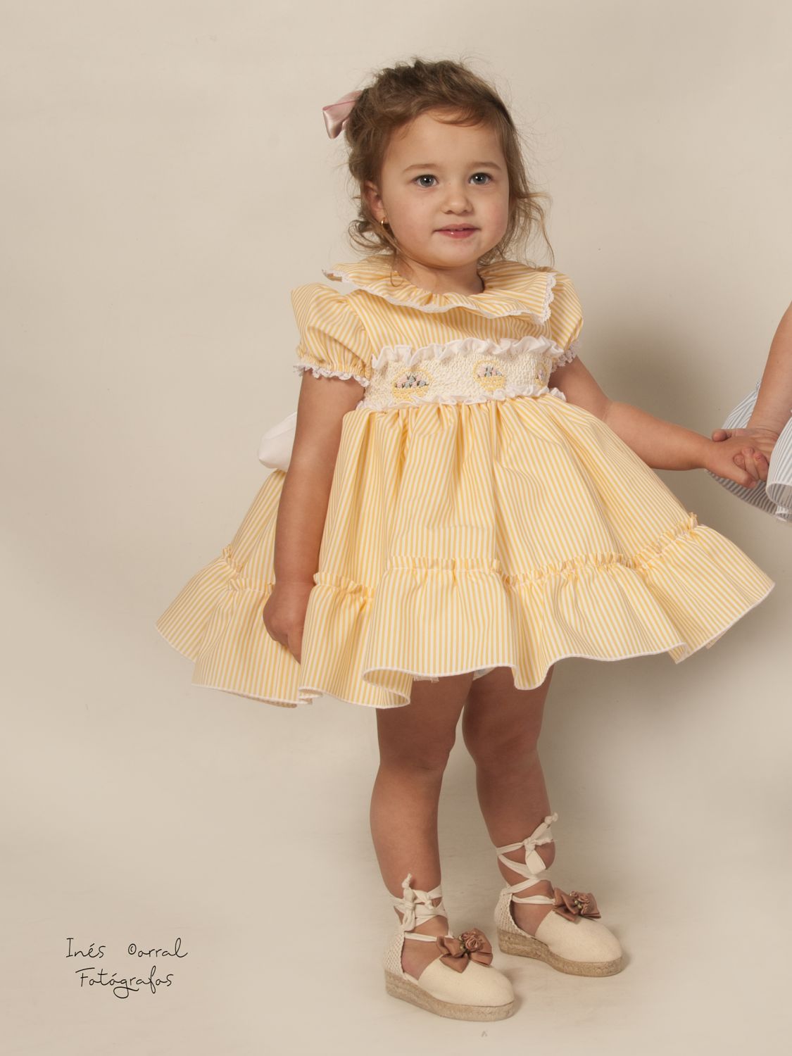 Sonata Easter Basket Pinstriped Hand Smocked Dress - (Made To Order)