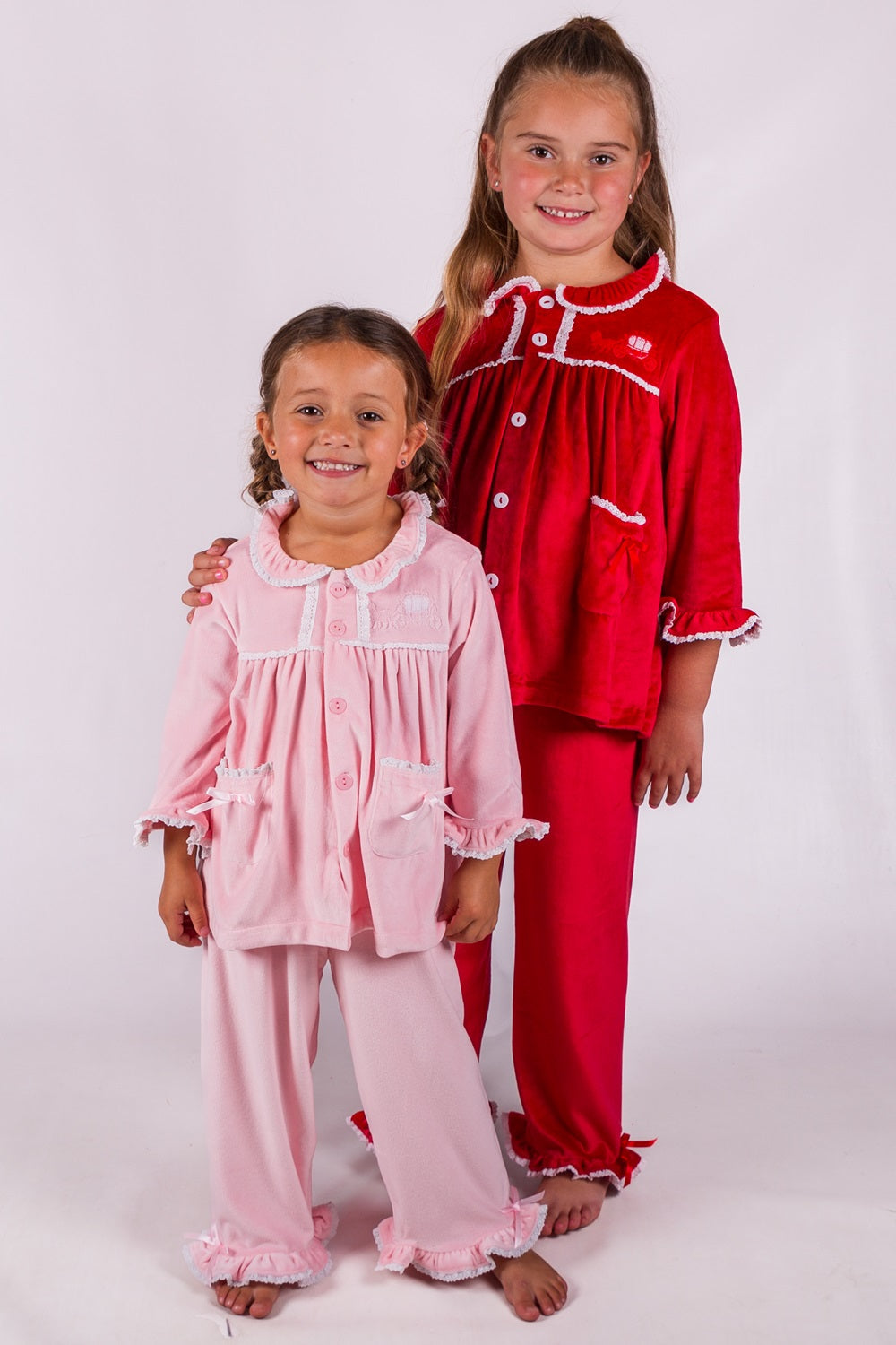 Girls Pink Velour Pyjama Set