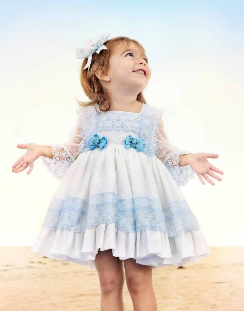 Girls Blue Cindy Puffball Dress - (Made to order)