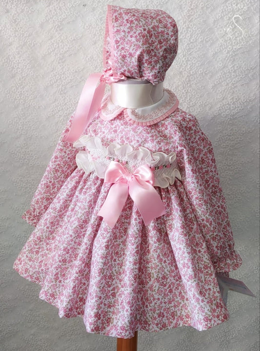 Sonata Pink Floral Smocked Dress (Made to order)