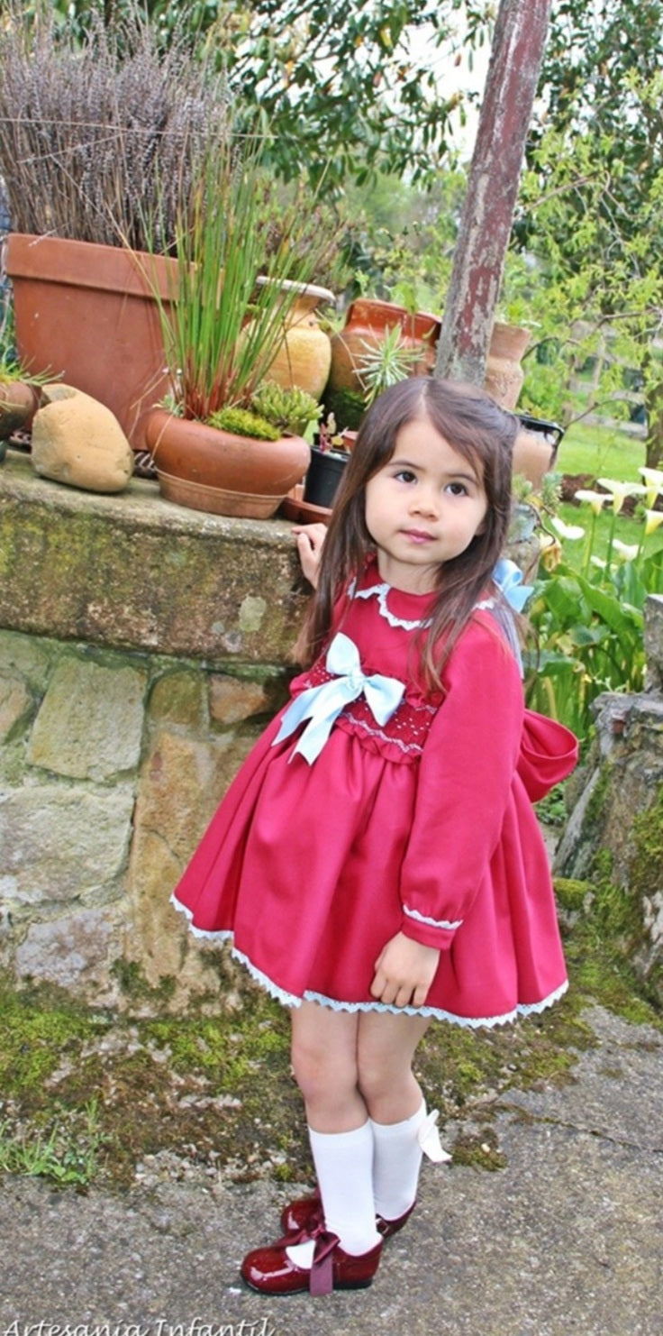 Sonata Red HandSmocked Dress (Made to order)