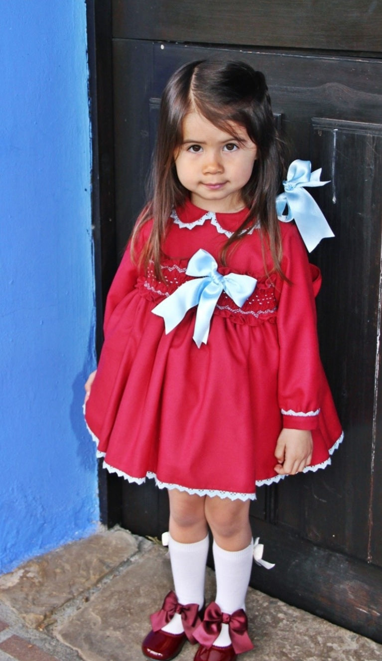 Sonata Red HandSmocked Dress (Made to order)