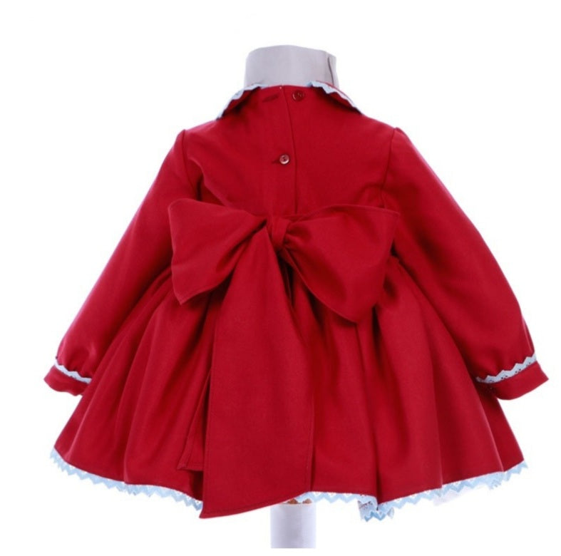 Sonata Red HandSmocked Dress (Made to order)