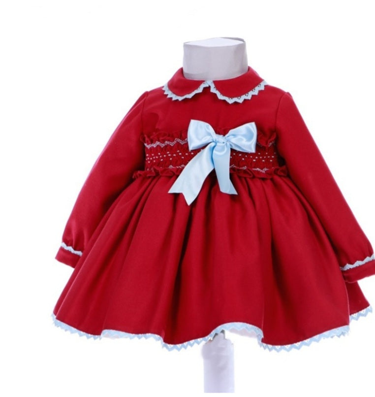 Sonata Red HandSmocked Dress (Made to order)