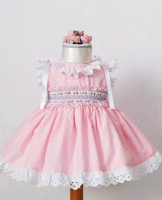 Sonata Pink Plumeti Smock Dress (Made to order)