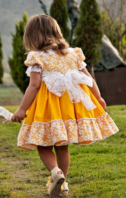 Sonata Girls Yellow Bunny Hand Smocked Dress - (Made to order)