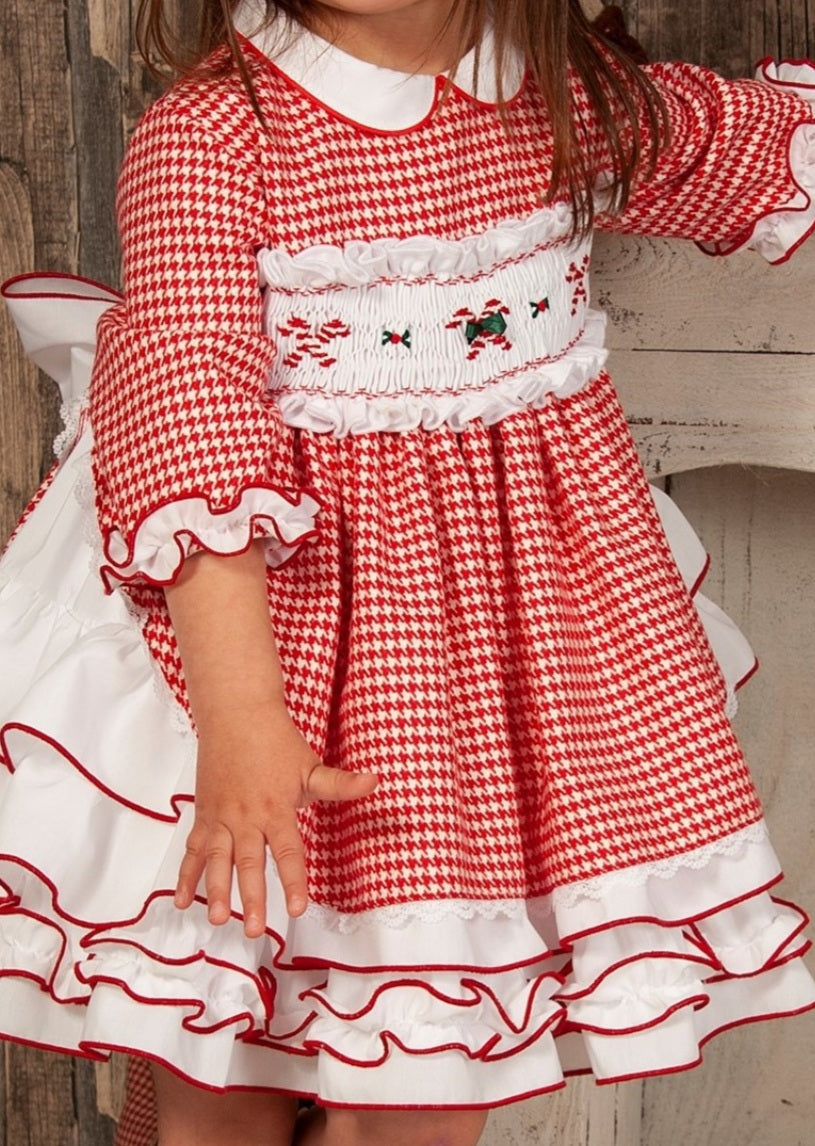 Sonata Christmas Candy Cane Smocked Dress (Made to order)