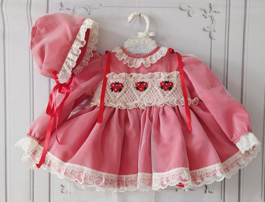 Sonata Angele Red Smocked Dress (Made to order)