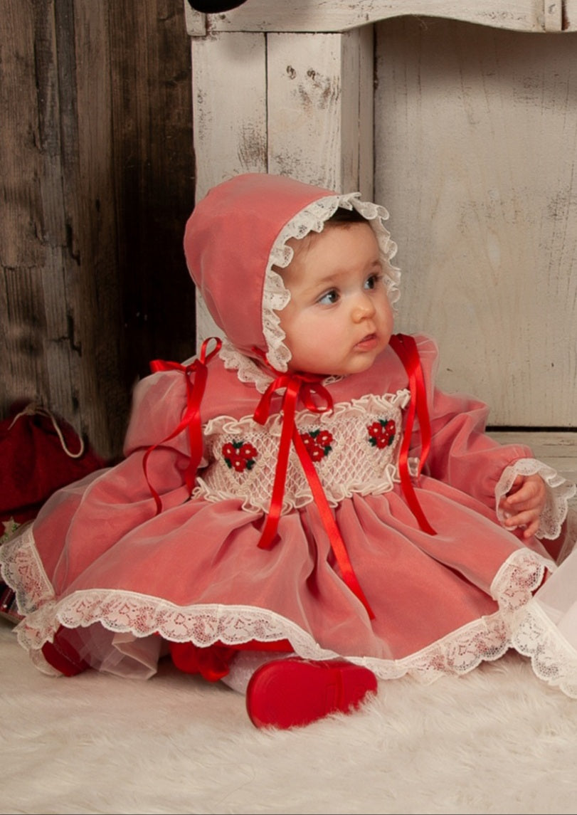 Sonata Angele Red Smocked Dress (Made to order)