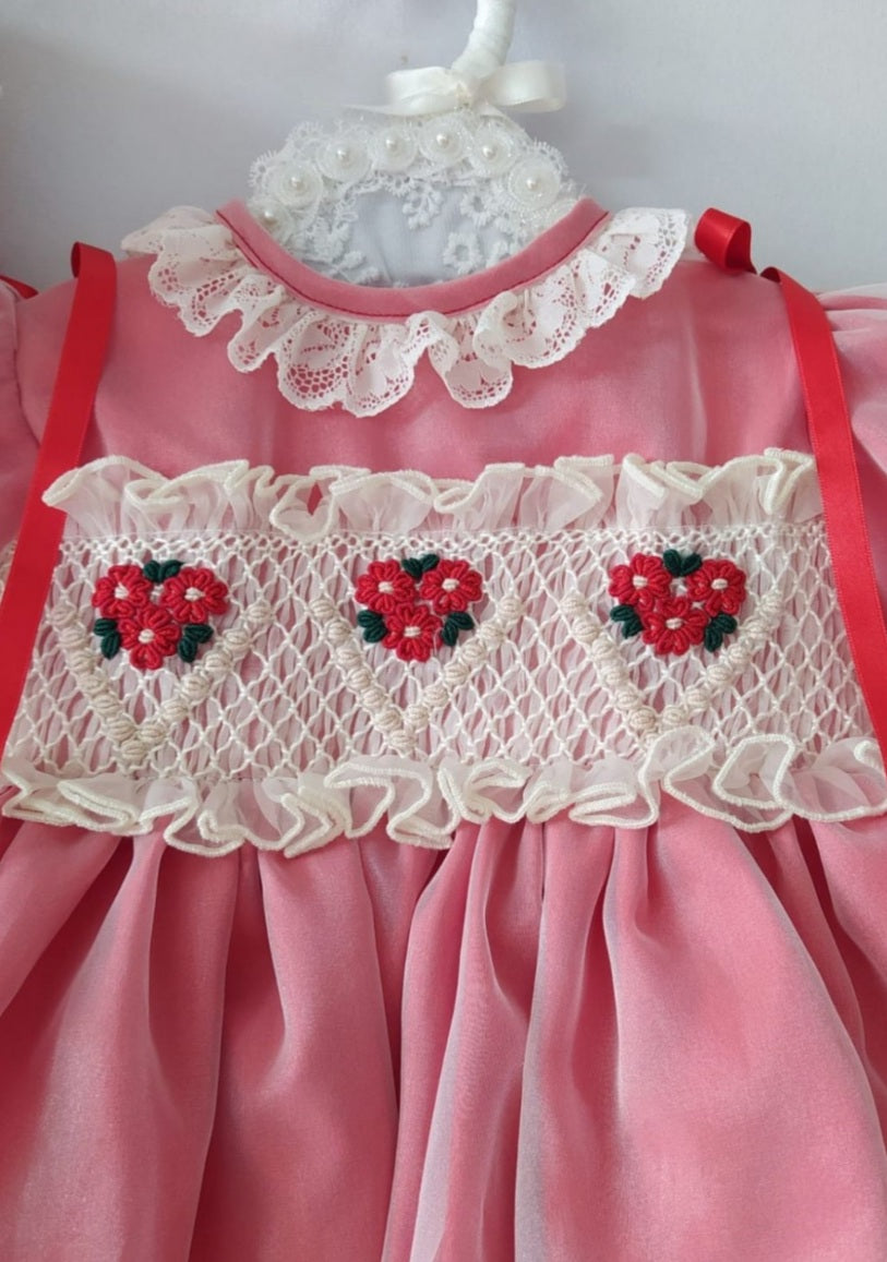 Sonata Angele Red Smocked Dress (Made to order)