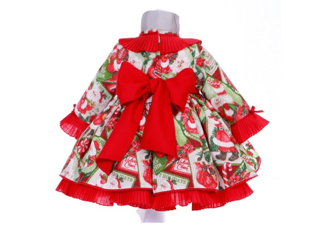 Sonata Christmas Santa Print Dress (Made to order)