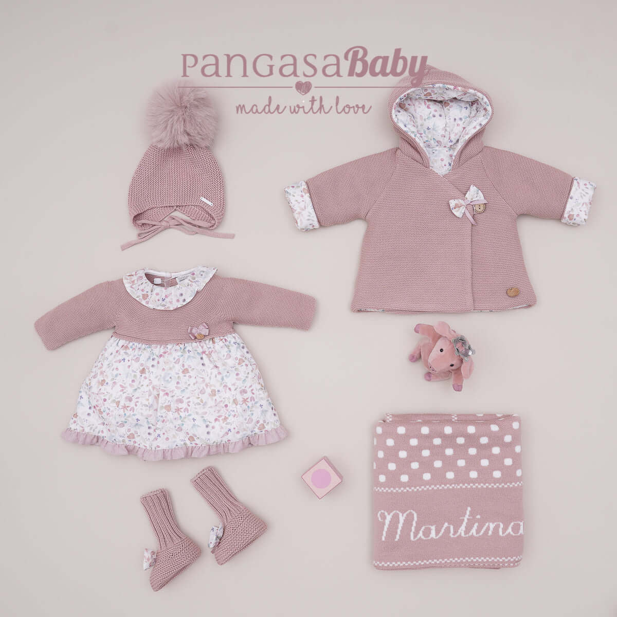 Pangasa Vintage Pink Personalised Knitted Blanket - Preorder