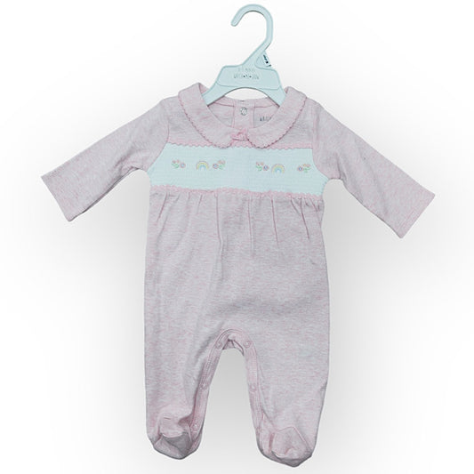 Baby Girls Rainbow Velour Babygrow