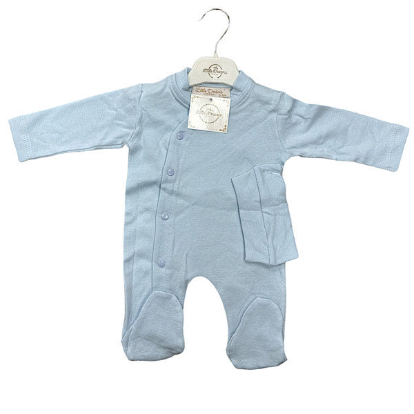 Boys Blue Plain Babygrow & Hat Set