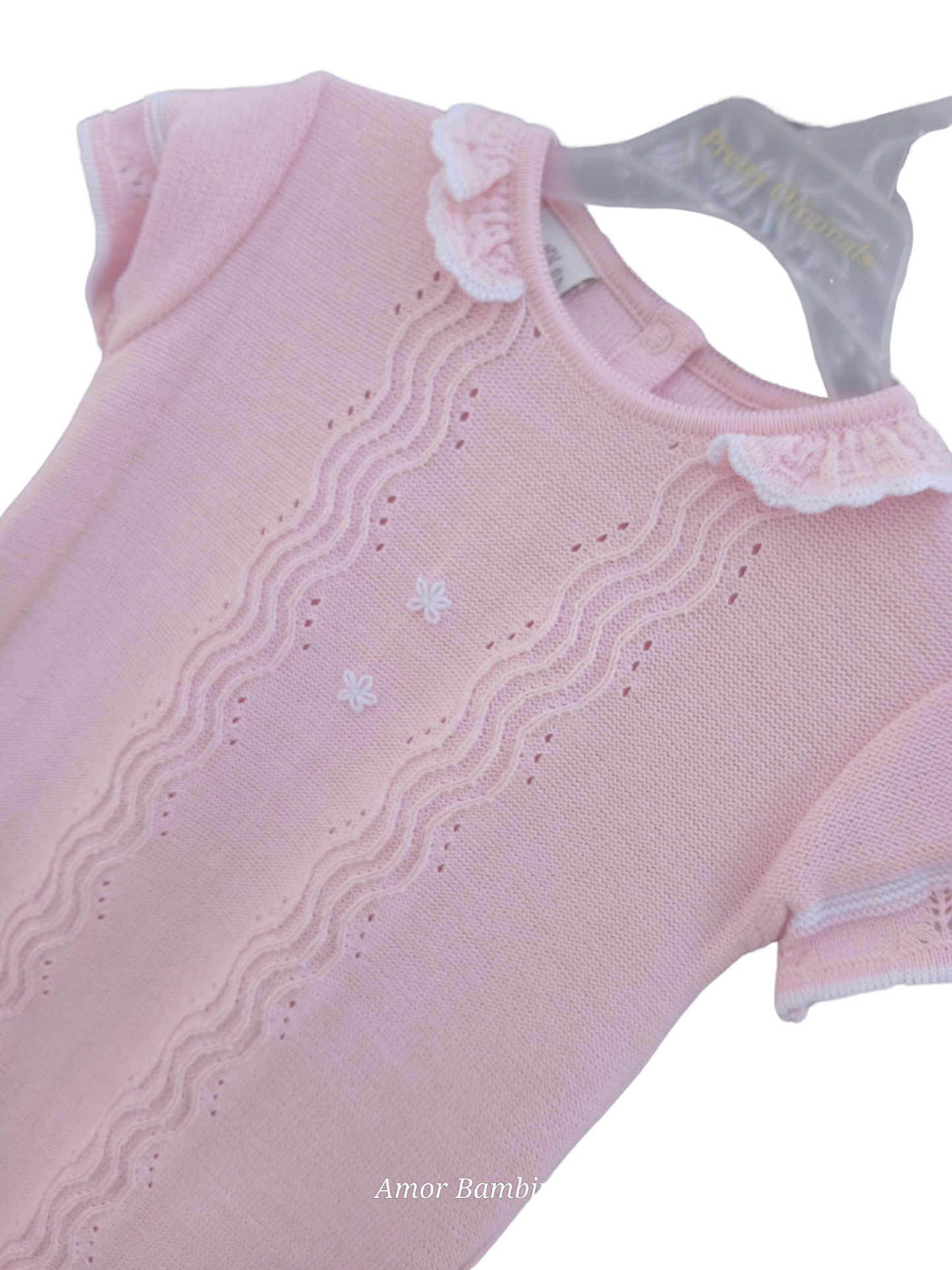 Pink Knitted Babygro