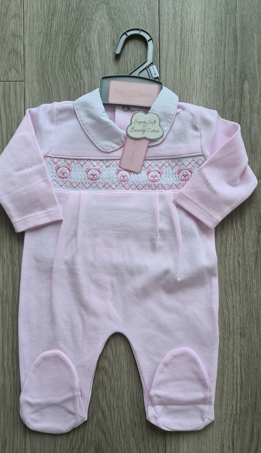 Baby Girls Pink Teddy Babygrow