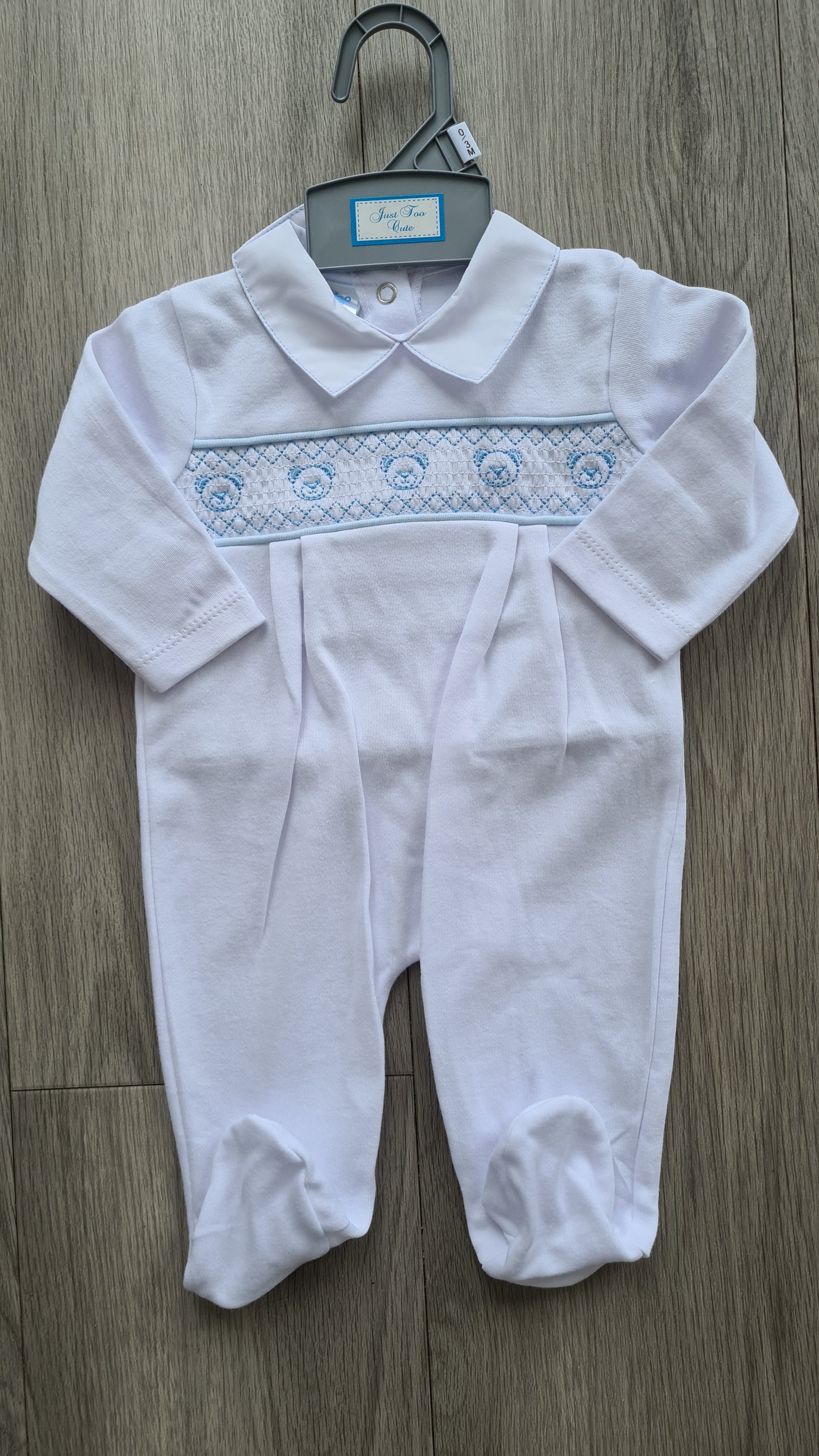 Baby Boys White Teddy Babygrow