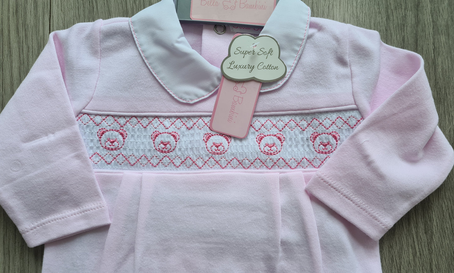 Baby Girls Pink Teddy Babygrow