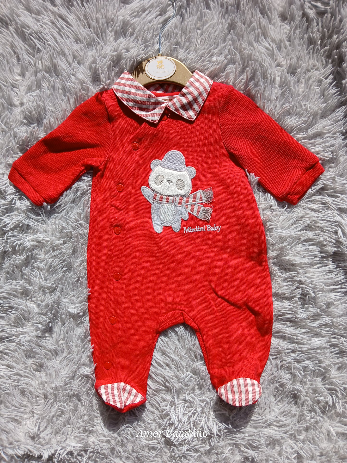 Boys Red Bear Babygrow