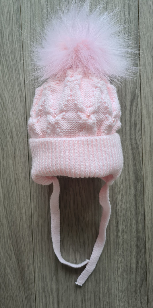 Pink Pearl Pom Hat