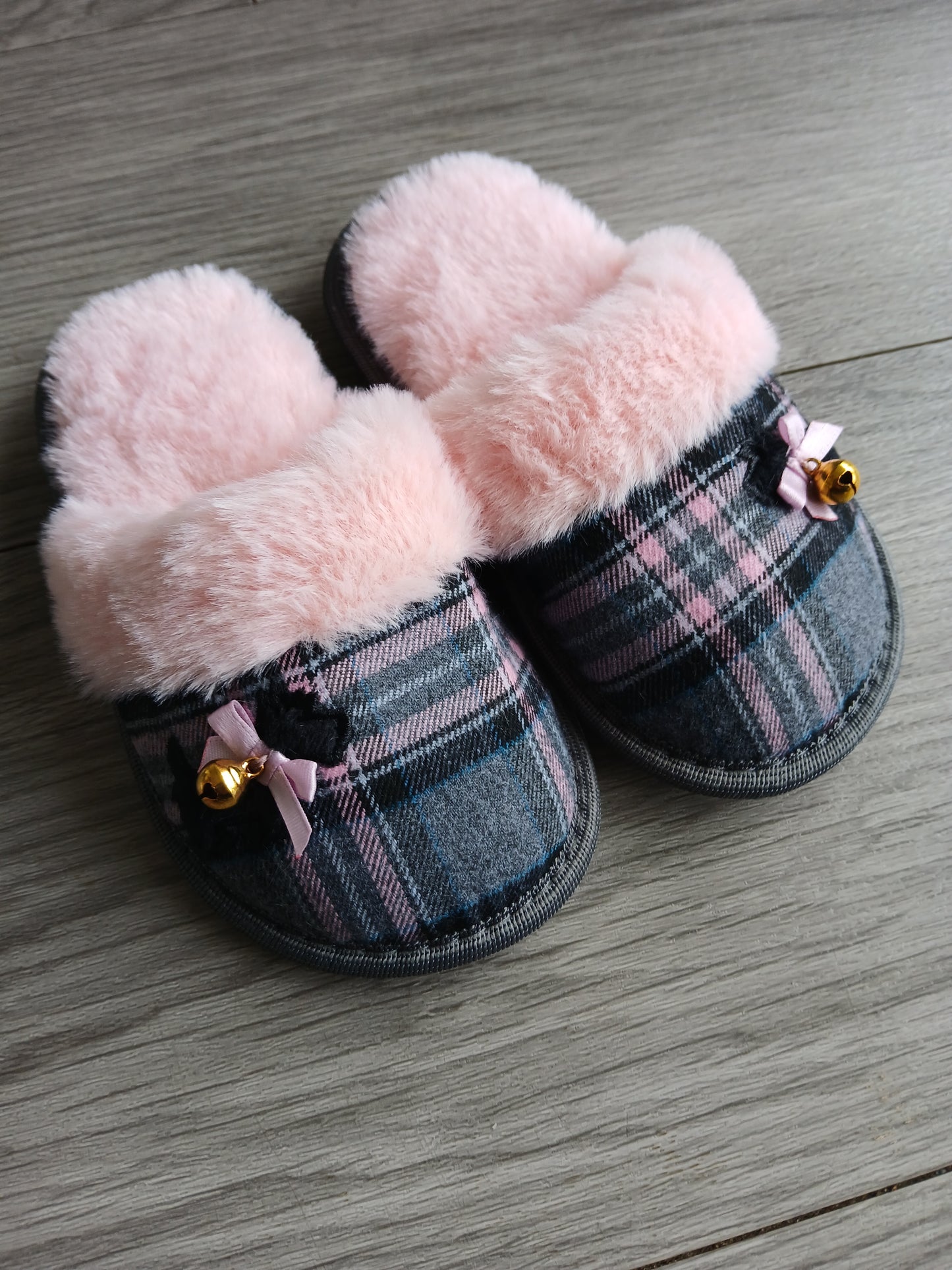 Girls Pink Fluffy Scotty Dog Slippers