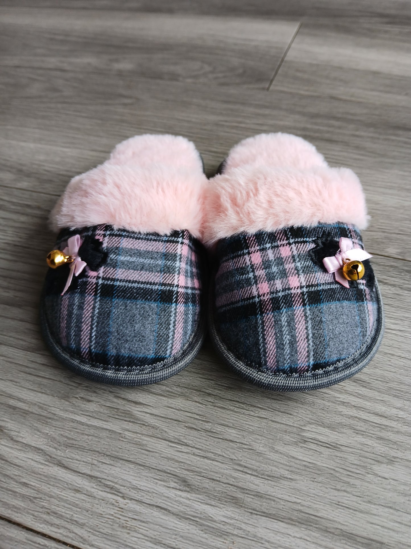 Girls Pink Fluffy Scotty Dog Slippers