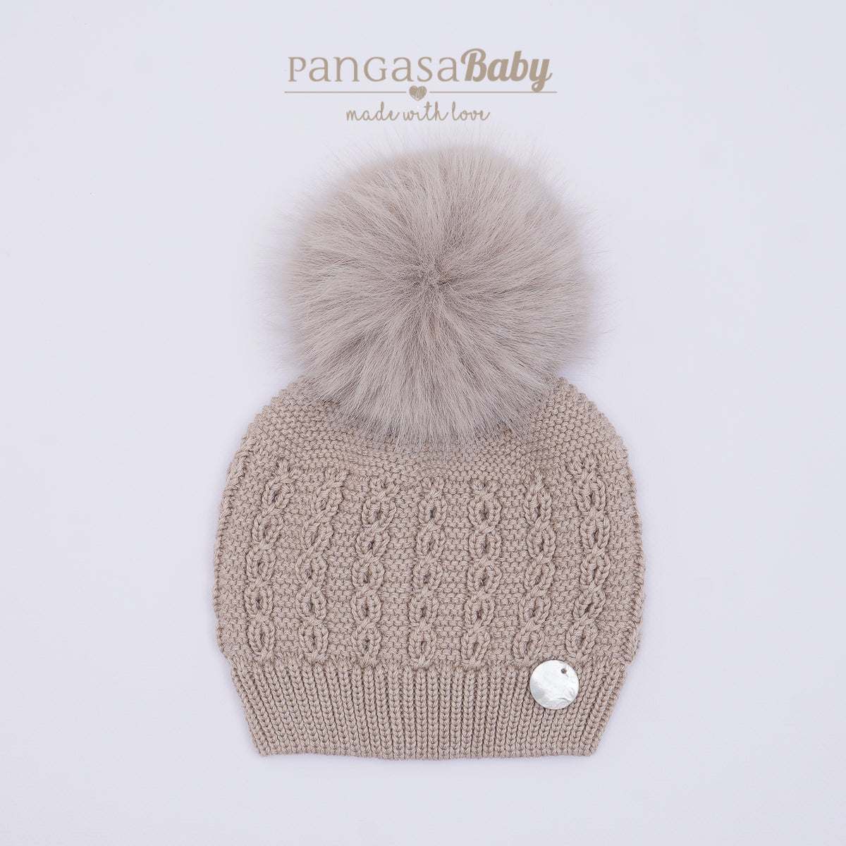 Pangasa Baby Faux Pom Cable Hat - 12 colours - Preorder