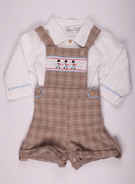 Boys Camel Checked Soldier 2 Piece Set