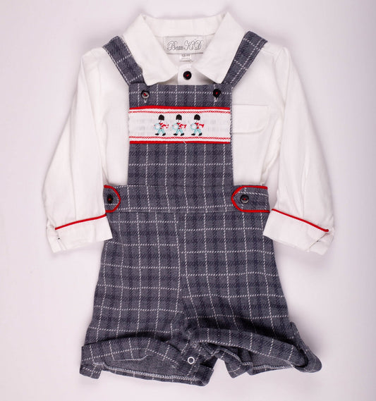 Boys Navy Checked Soldier 2 Piece Set