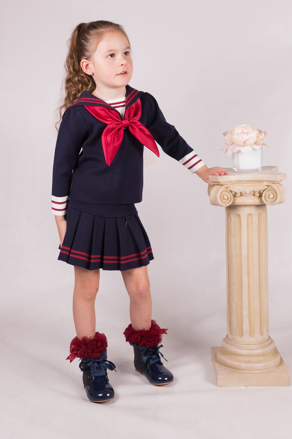 Girls 2 Piece Red Skirt Set