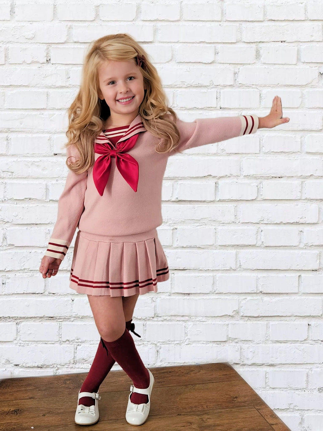 Girls 2 Piece Red Skirt Set