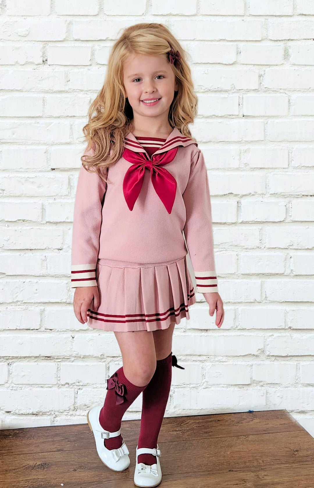 Girls 2 Piece Red Skirt Set