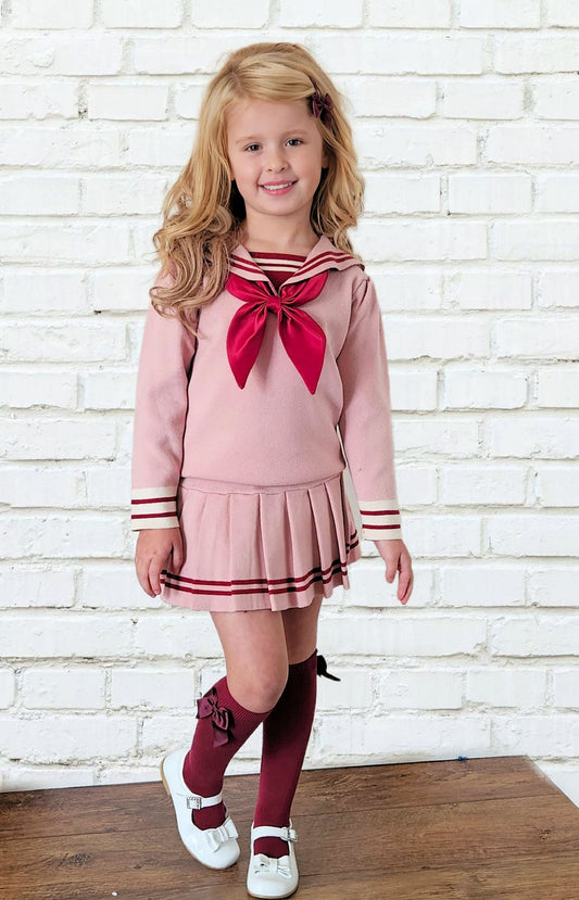 Girls 2 Piece Pink Skirt Set