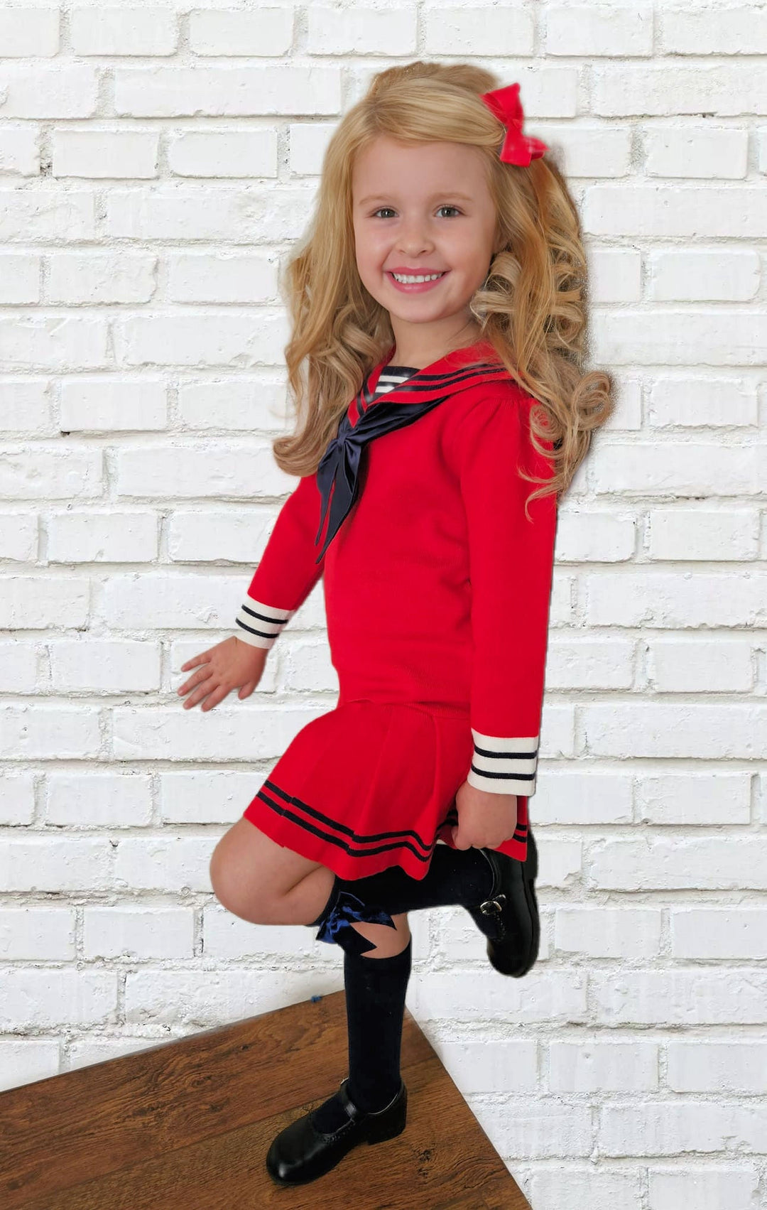 Girls 2 Piece Red Skirt Set