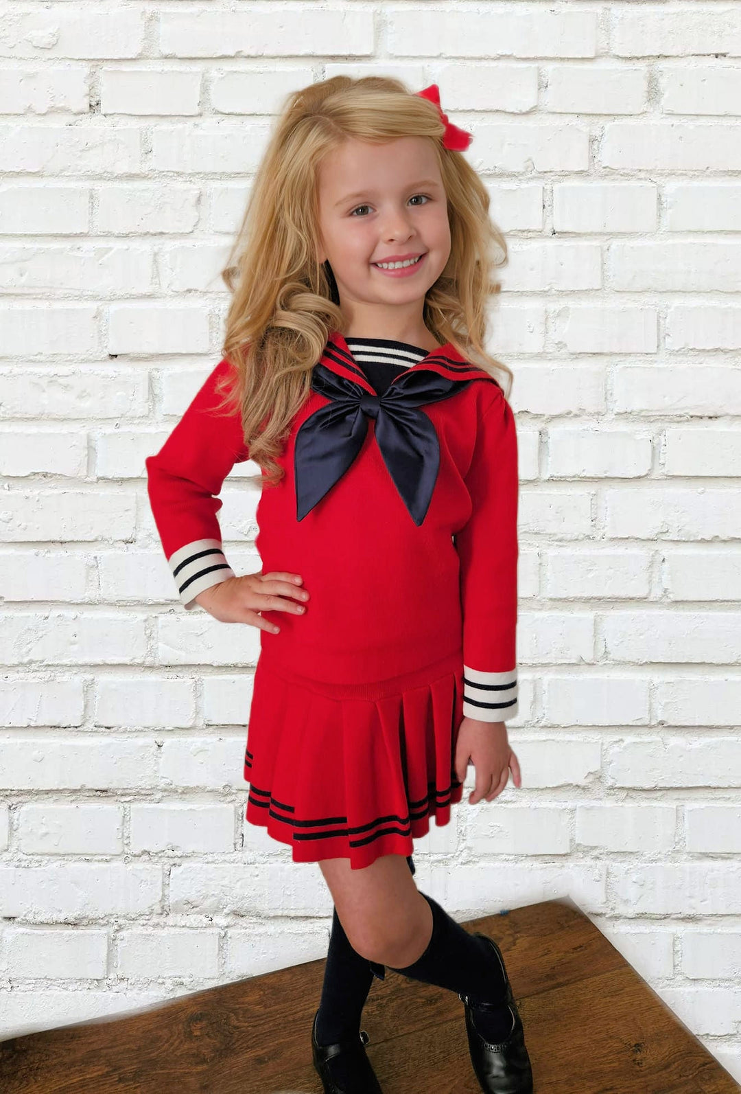 Girls 2 Piece Red Skirt Set