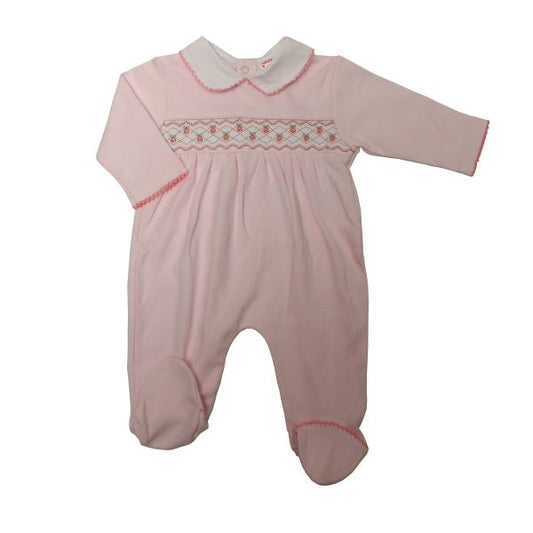 Baby Girls Cherry Smocked Sleepsuit