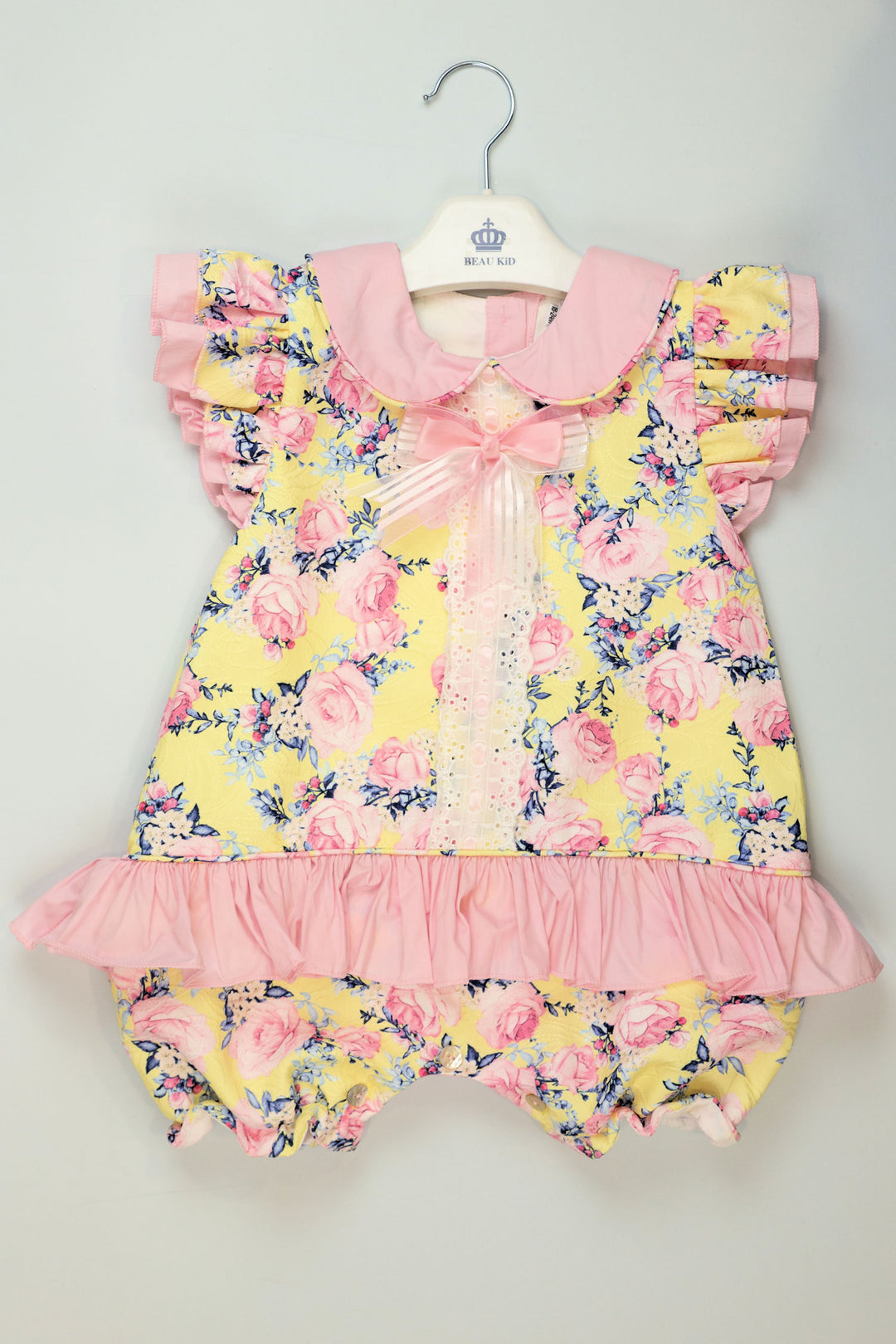 Baby girls Pink & Lemon Floral Romper