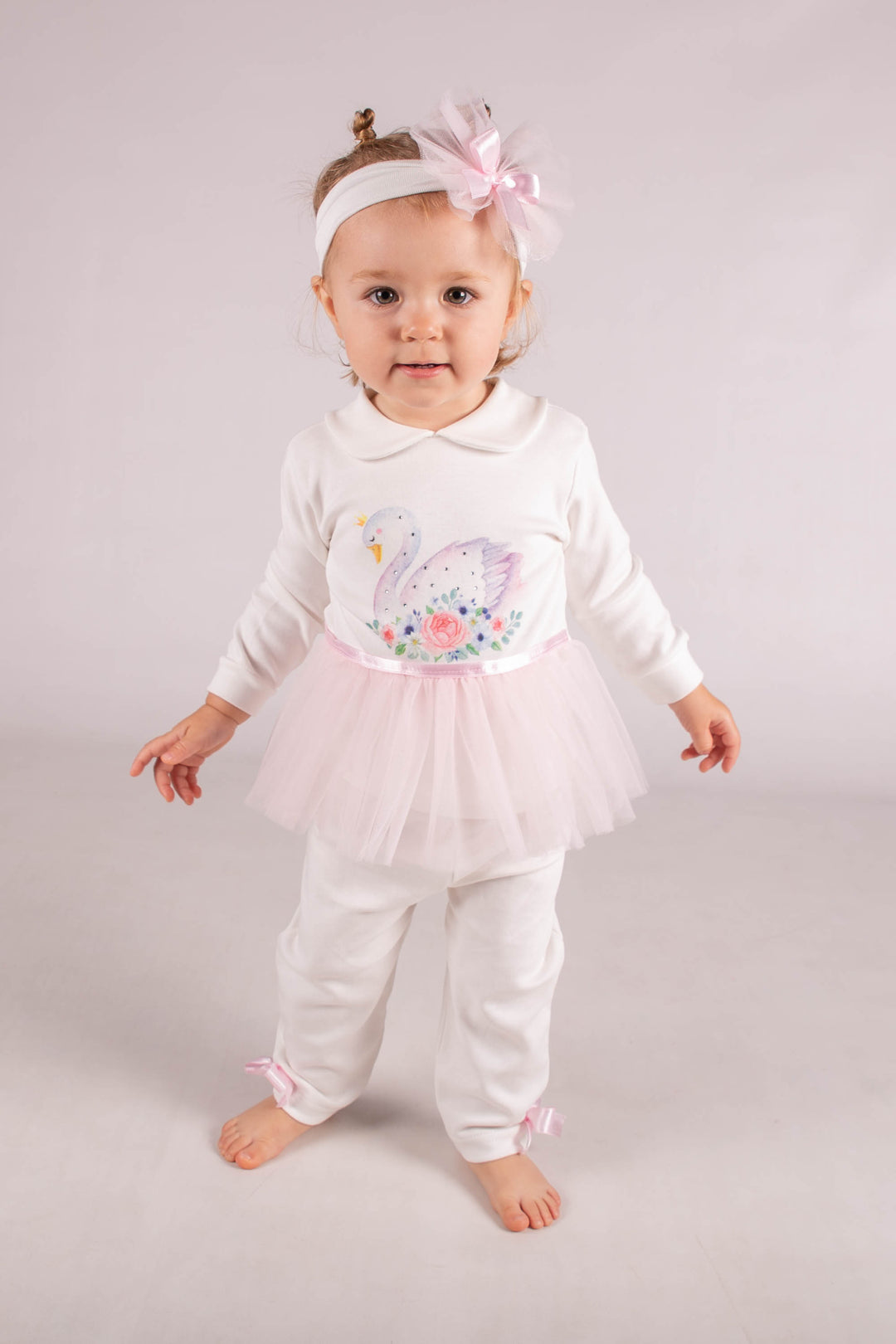 Baby Girls Cotton Swan Leggings Set