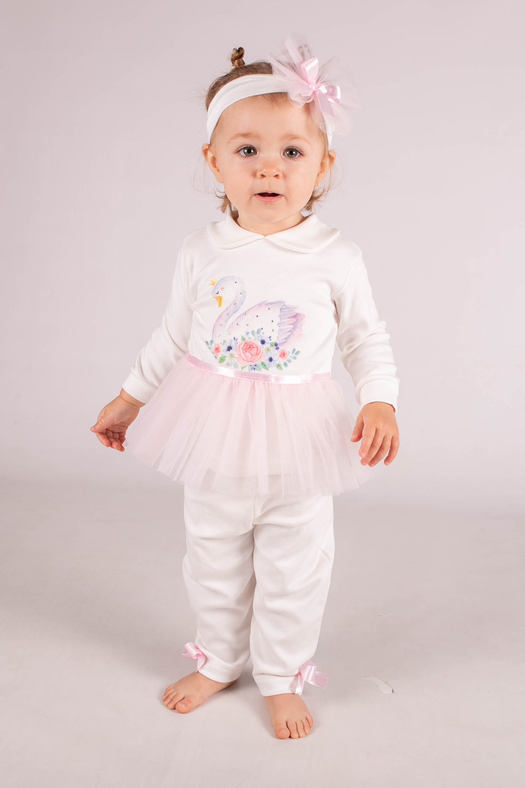 Baby Girls Cotton Swan Leggings Set