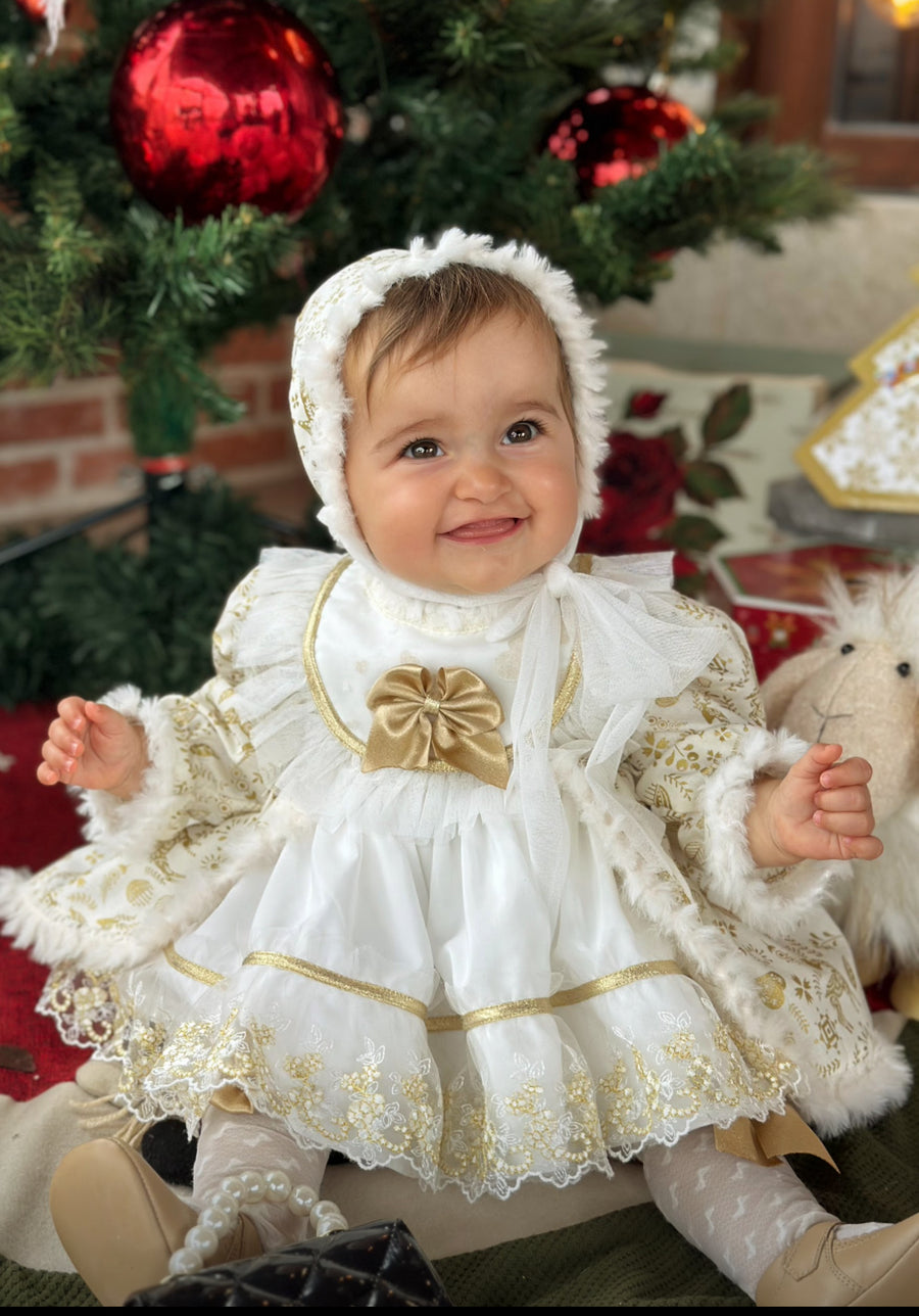 Golden Christmas Babygirls Dress (Made to order)