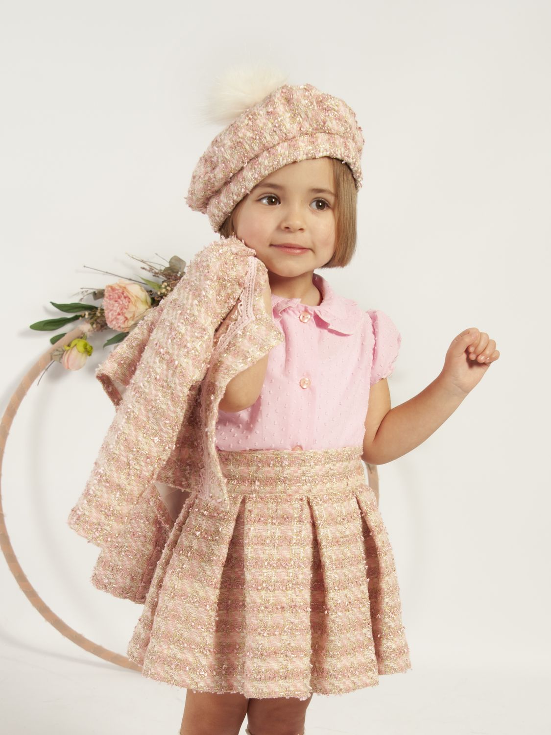 Sonata Pink Tweed Skirt, Jacket & Blouse Set - (Made to order)