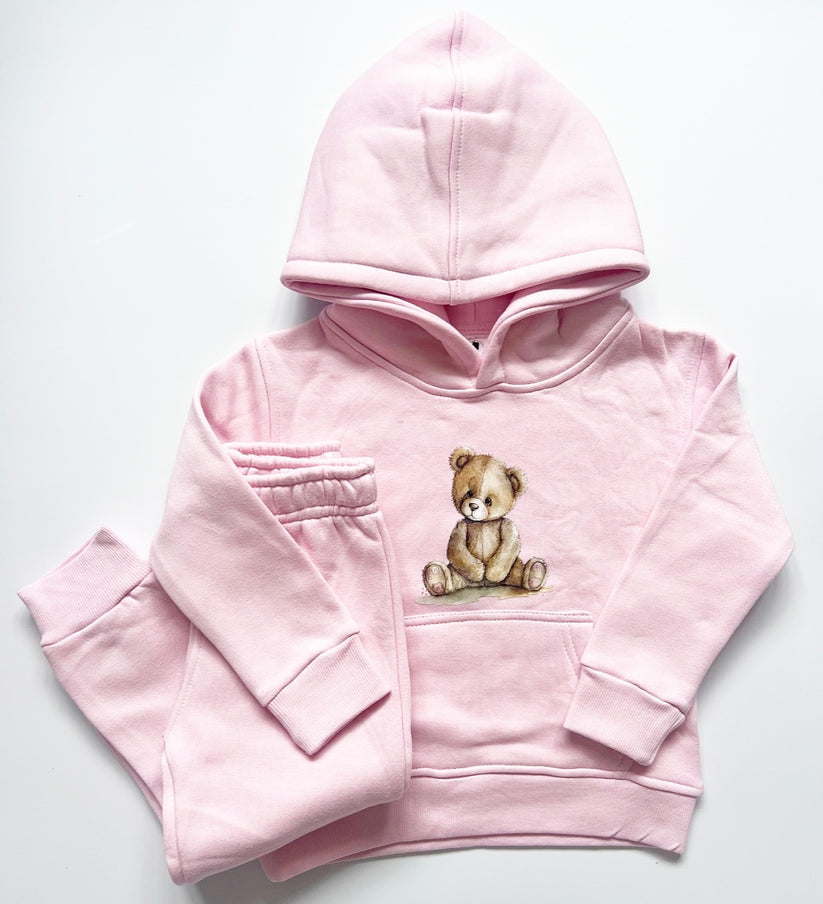 Girls Pink Teddy Bear Tracksuit