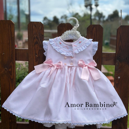 Girls Handsmocked Collar Dress (Made to order)