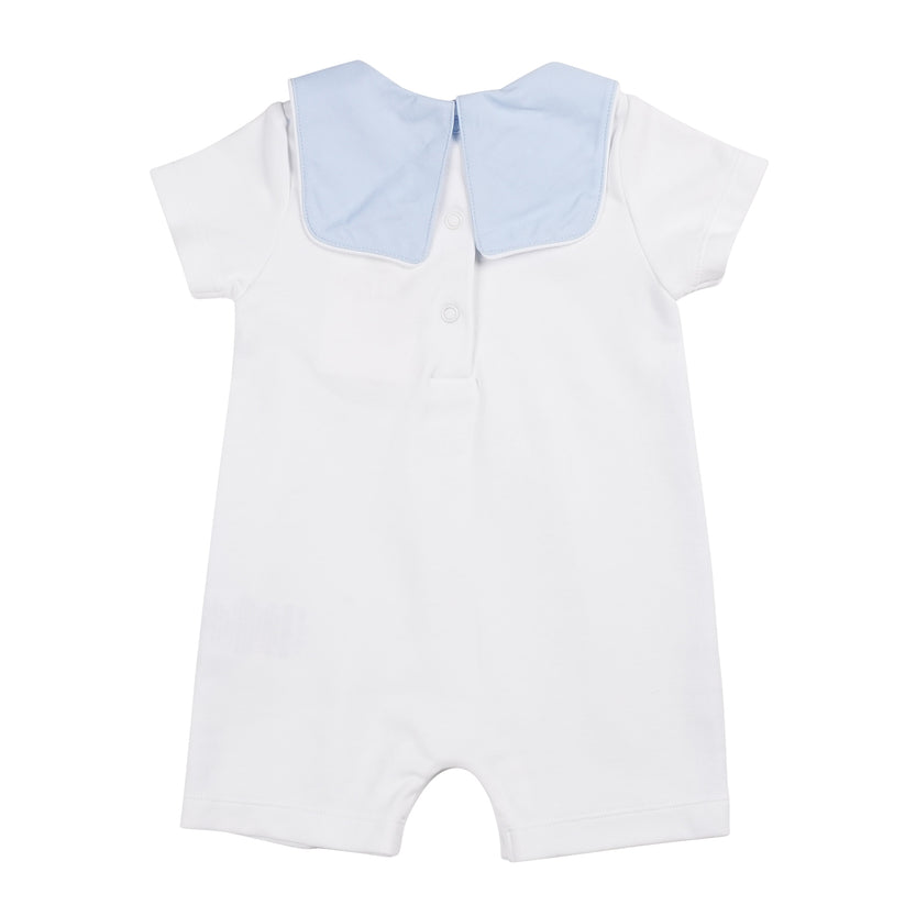 Baby Boys White/Blue Boats Romper