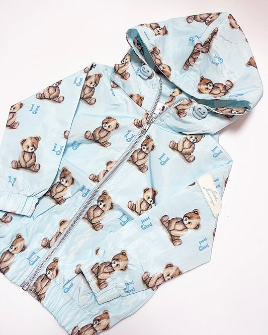 Boys Baby Blue All Over Teddy Bear Raincoat