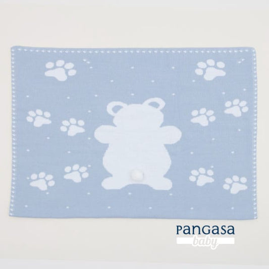 Pangasa Personalised Bear & Paw Knitted Blanket (12 Colours) - Preorder