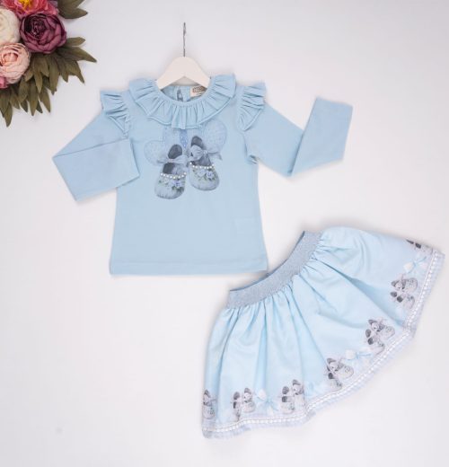 Girls Ballerina Shoes Top & Skirt Set